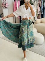 ΠΡΑΣΙΝΗ ΦΟΥΣΤΑ ΛΑΧΟΥΡΙΑ ΔΥΟ ΟΨΕΩΝ, SILK POLYESTER, ΠΕΡΙΜΕΤΡΟΣ ΜΕΣΗΣ ΑΠΟ ΑΚΡΗ ΣΕ ΑΚΡΗ 120 - Image 2